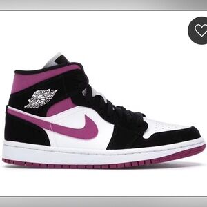 Jordan Women's Black, White, and Pink Sneakers